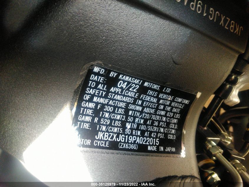 2023 KAWASAKI ZX636 K JKBZXJG19PA022015