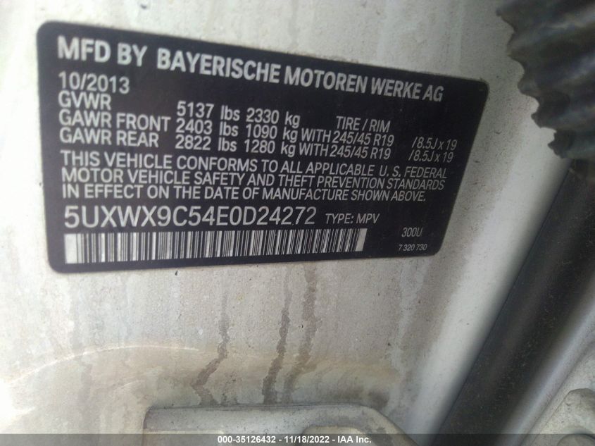2014 BMW X3 XDRIVE28I 5UXWX9C54E0D24272