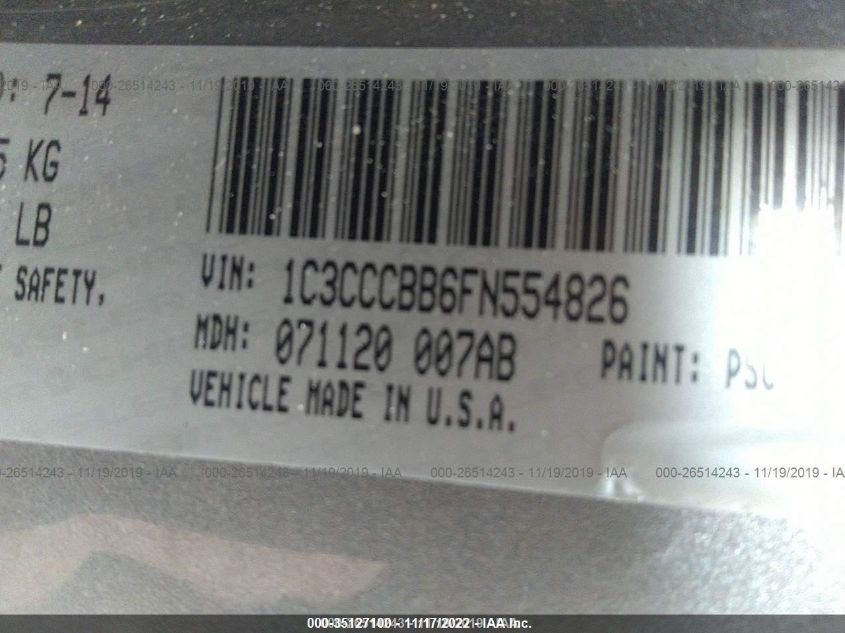 2015 CHRYSLER 200 S 1C3CCCBB6FN554826