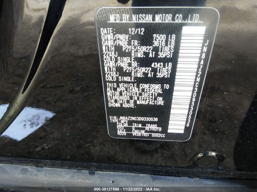 2013 INFINITI QX56 JN8AZ2NC3D9330536