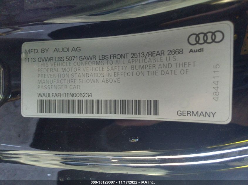 2014 AUDI A5 PREMIUM PLUS WAULFAFH1EN006234