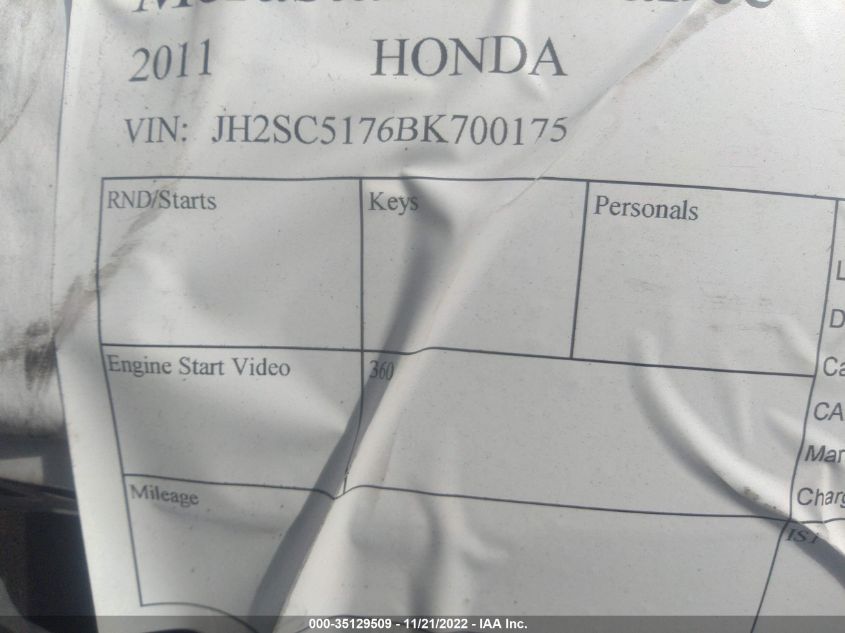 2011 HONDA ST1300 JH2SC5176BK700175
