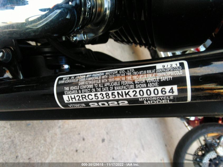 2022 HONDA VT750 C2B JH2RC5385NK200064