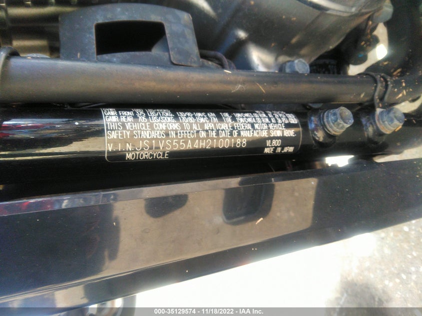 VIN JS1VS55A4H2100188 2017 SUZUKI VL800