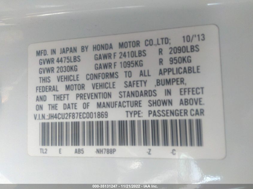 2014 ACURA TSX SPECIAL EDITION - JH4CU2F87EC001869