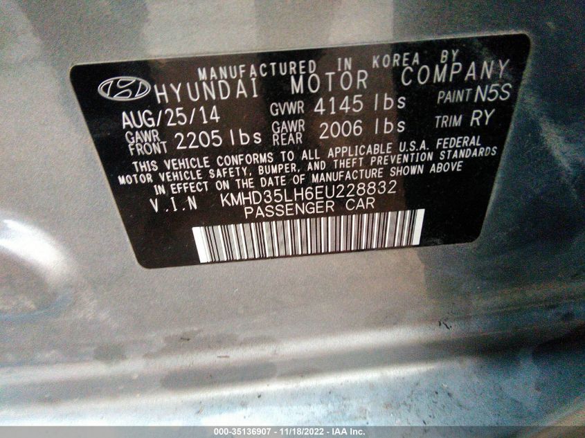 2014 HYUNDAI ELANTRA GT - KMHD35LH6EU228832