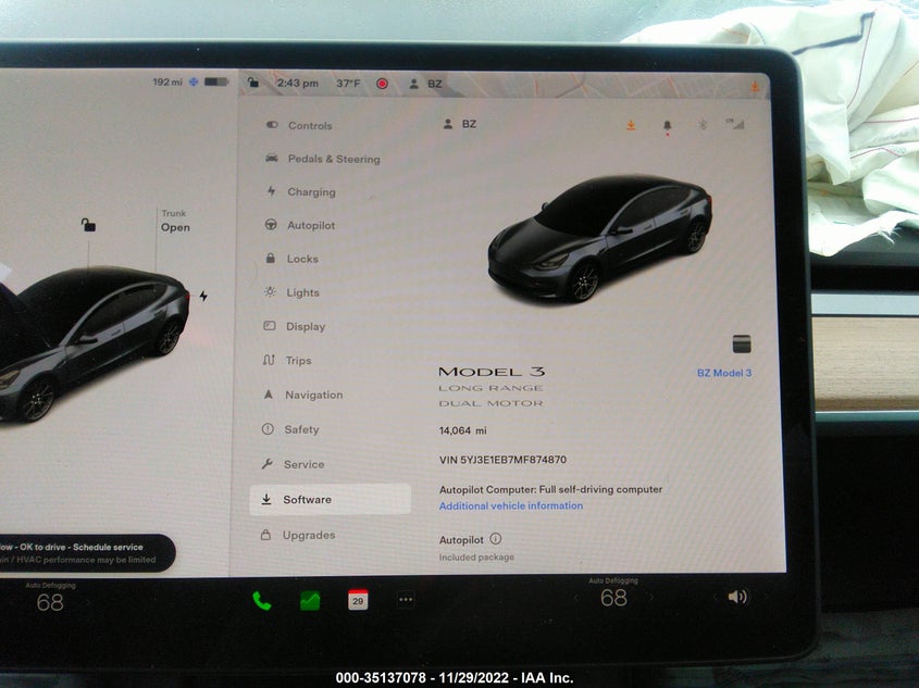 VIN 5YJ3E1EB7MF874870 2021 TESLA MODEL 3 LONG RANGE