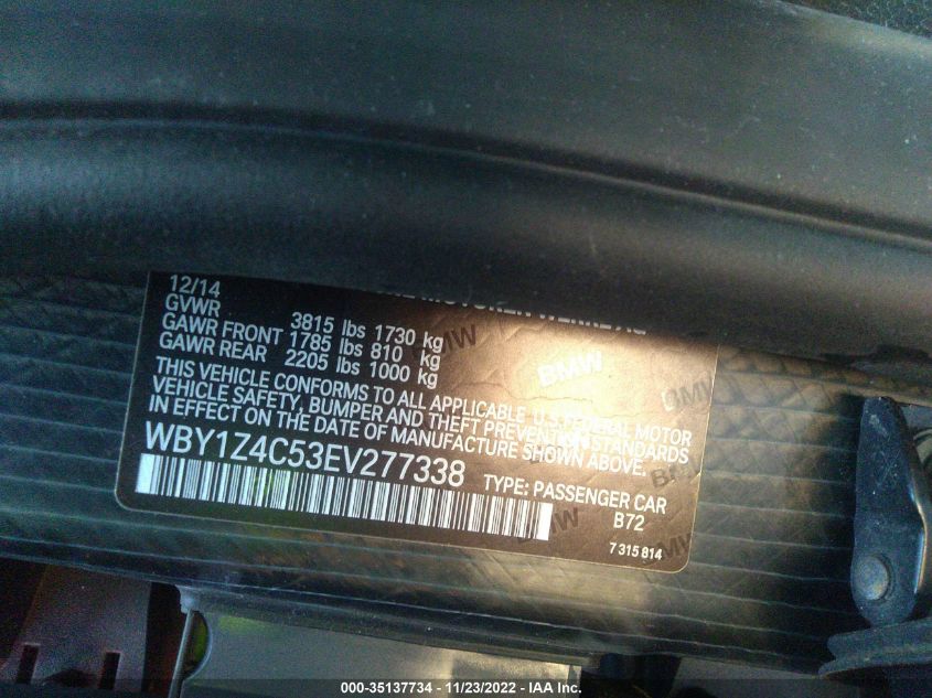 2014 BMW I3 WBY1Z4C53EV277338