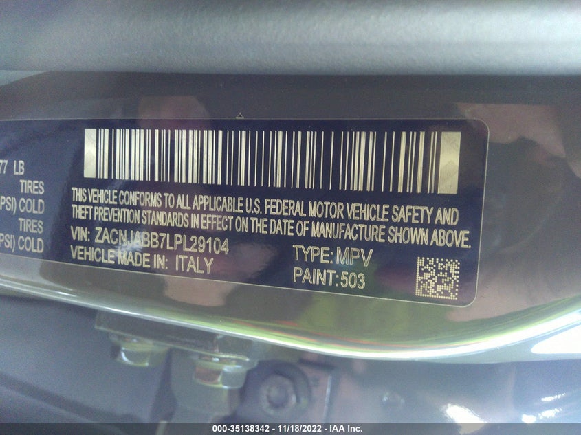 VIN ZACNJABB7LPL29104 2020 JEEP RENEGADE LATITUDE