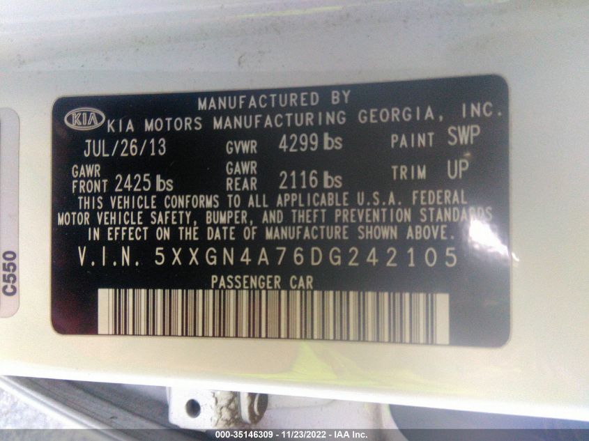 2013 KIA OPTIMA EX - 5XXGN4A76DG242105