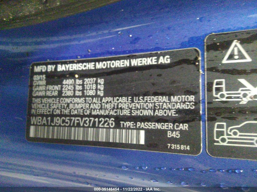 2015 BMW M235 XDRIVE WBA1J9C57FV371226