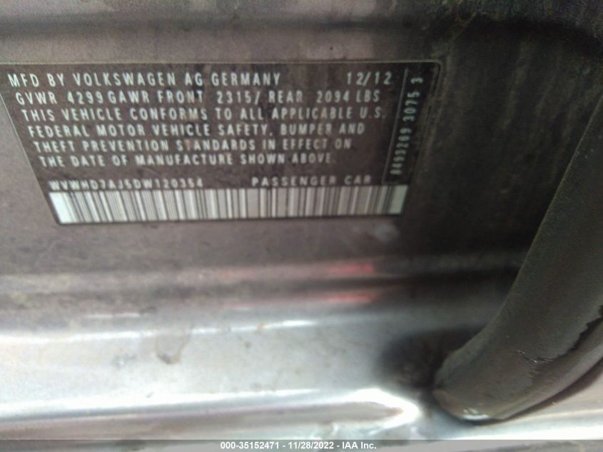 2013 VOLKSWAGEN GTI W/SUNROOF & NAVI WVWHD7AJ5DW120354