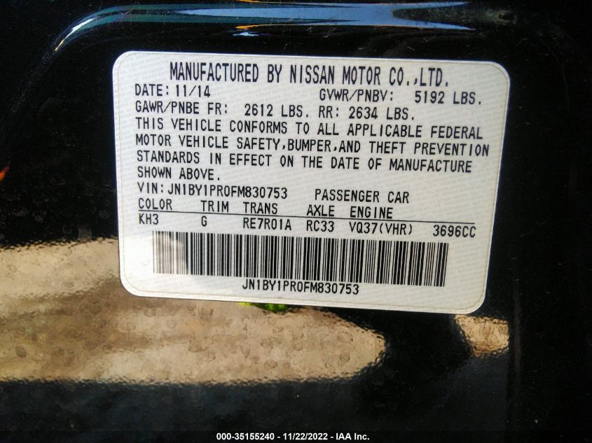 2015 INFINITI Q70L JN1BY1PR0FM830753