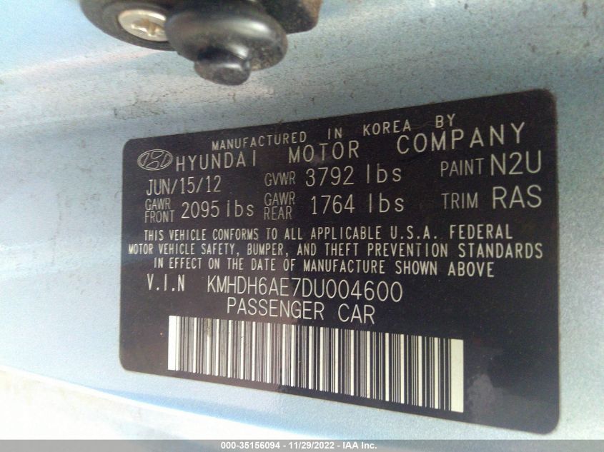2013 HYUNDAI ELANTRA COUPE SE - KMHDH6AE7DU004600