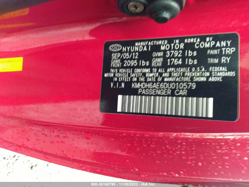 2013 HYUNDAI ELANTRA COUPE GS KMHDH6AE6DU010579