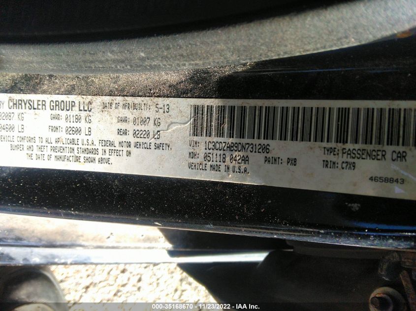 2013 DODGE AVENGER SE - 1C3CDZAB9DN731206