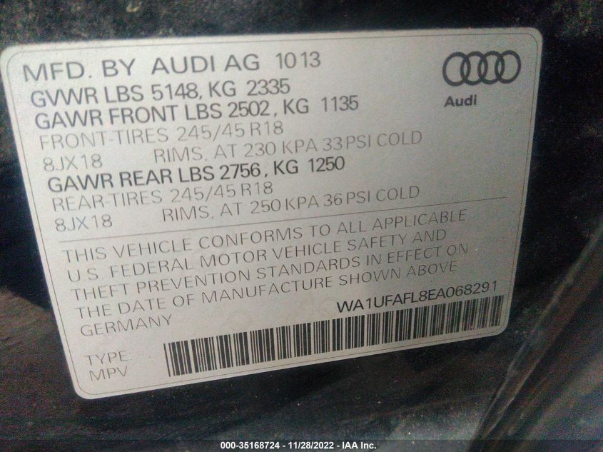 2014 AUDI ALLROAD PREMIUM PLUS WA1UFAFL8EA068291