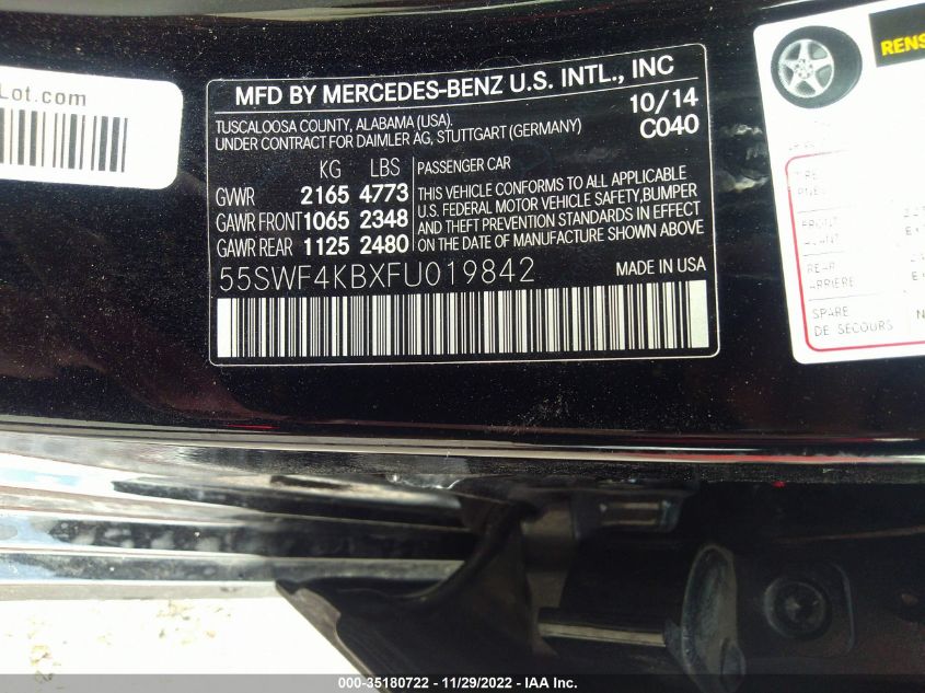 2015 MERCEDES-BENZ C-CLASS C 300 55SWF4KBXFU019842