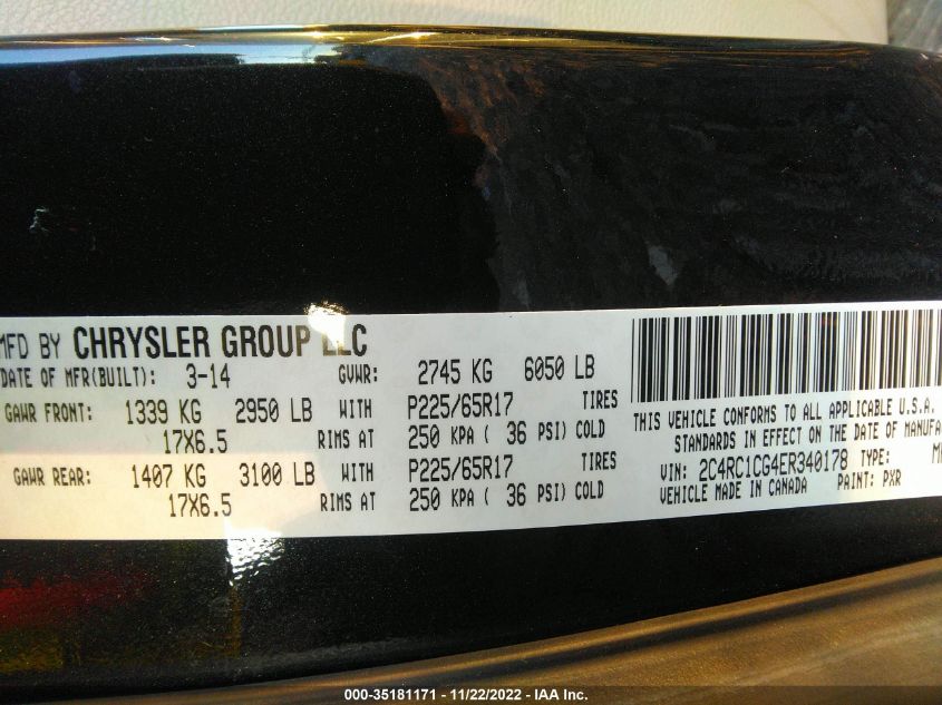 2014 CHRYSLER TOWN & COUNTRY TOURING-L - 2C4RC1CG4ER340178