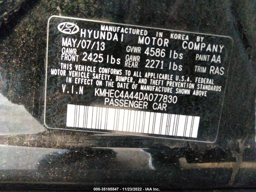 2013 HYUNDAI SONATA HYBRID - KMHEC4A44DA077830