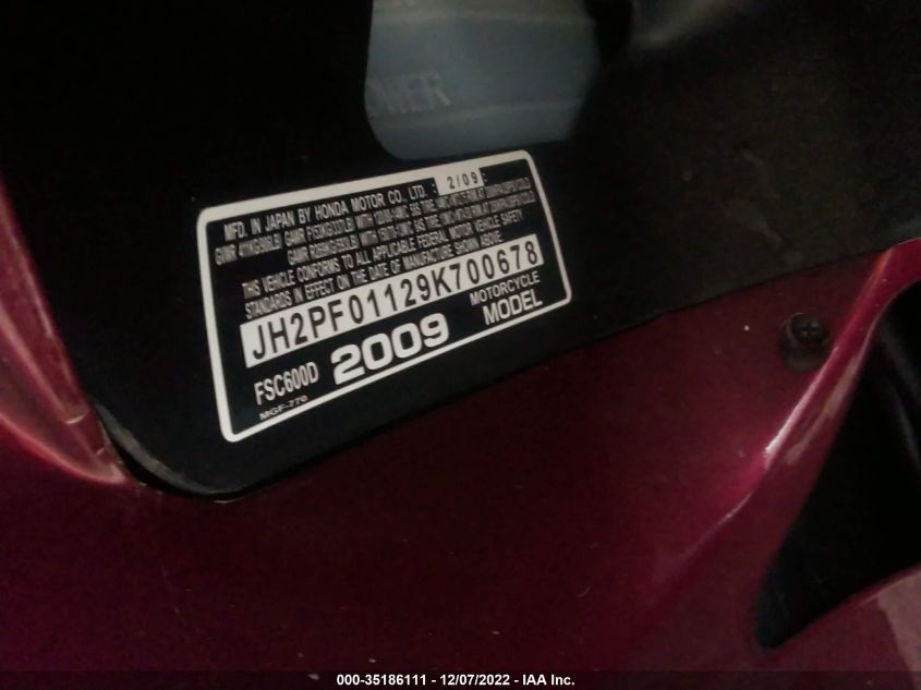 2009 HONDA FSC600 D - JH2PF01129K700678