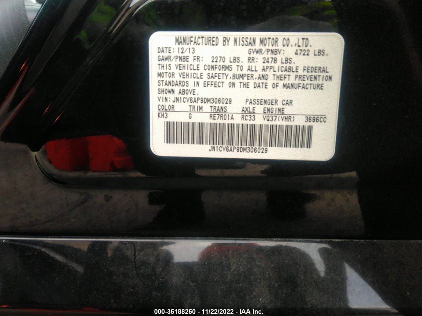 2013 INFINITI G37 JOURNEY - JN1CV6AP9DM306029