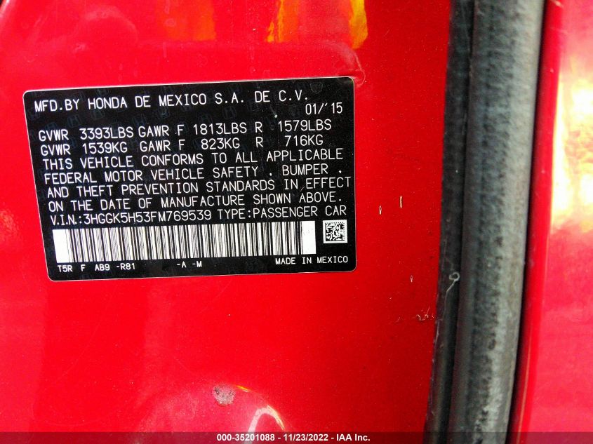 2015 HONDA FIT LX - 3HGGK5H53FM769539