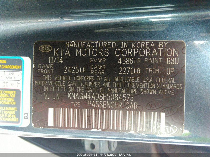 2015 KIA OPTIMA HYBRID KNAGM4AD8F5084573