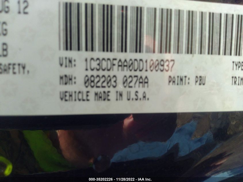 2013 DODGE DART SE 1C3CDFAA0DD100937