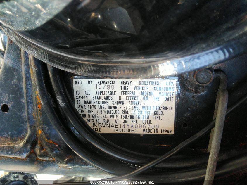 2000 KAWASAKI VN1500 E JKBVNAE14YA096709