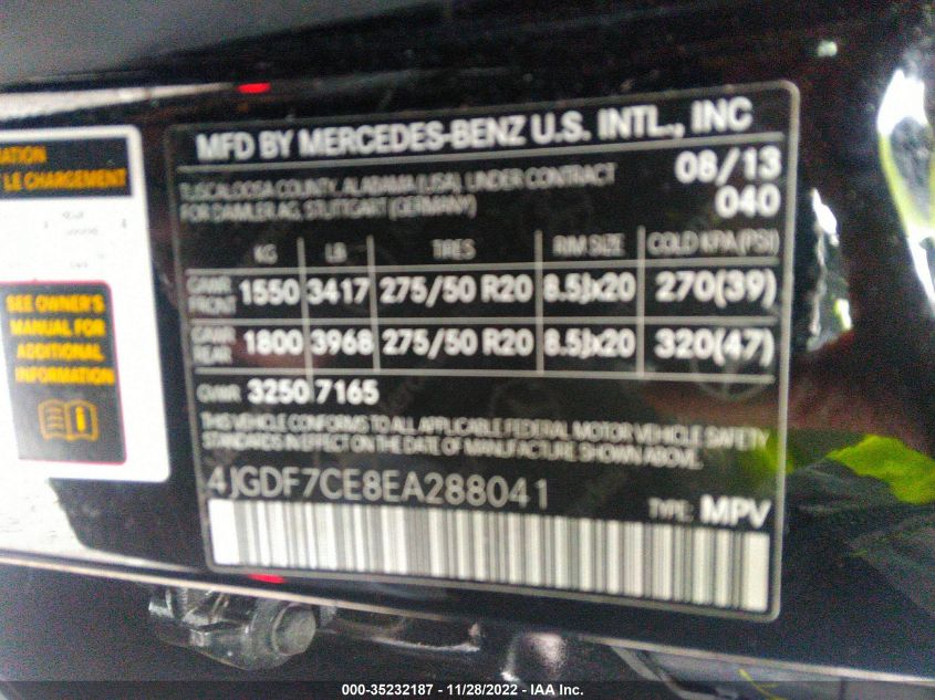 2014 MERCEDES-BENZ GL-CLASS GL 450 4JGDF7CE8EA288041