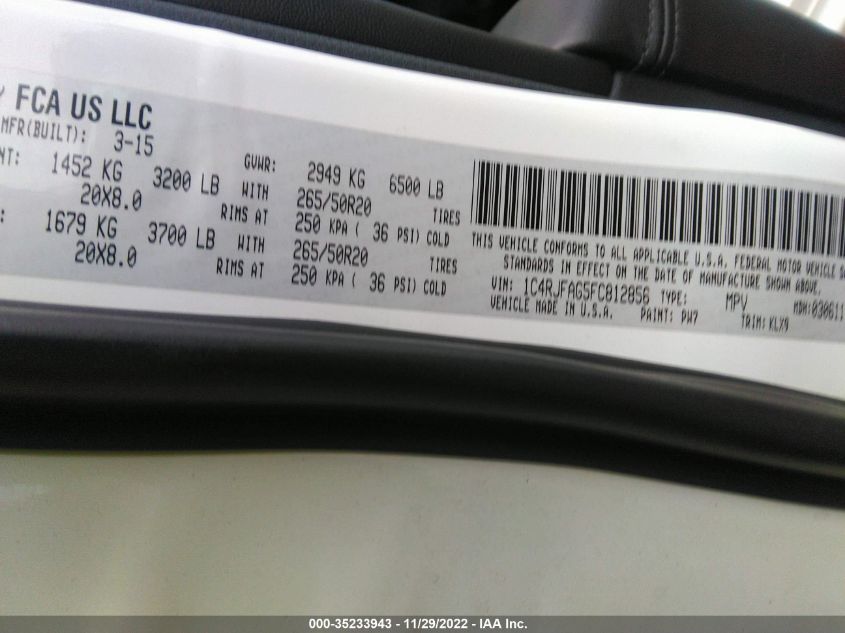2015 JEEP GRAND CHEROKEE ALTITUDE - 1C4RJFAG5FC812856