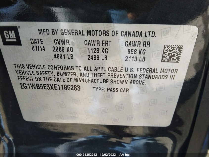 2014 CHEVROLET IMPALA LIMITED LT 2G1WB5E3XE1186283
