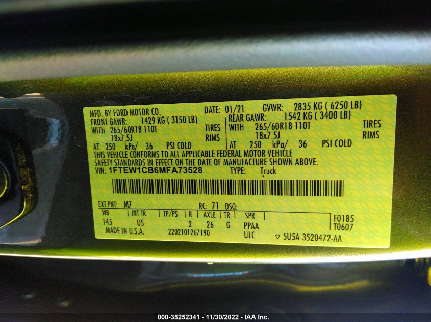 2021 Ford F-150 - 1FTEW1CB6MFA73528