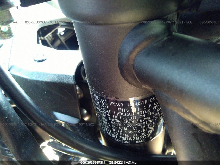 2021 KAWASAKI EX650 M ML5EXEM17MDA29203