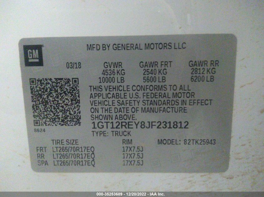 2018 GMC SIERRA 2500HD - 1GT12REY8JF231812