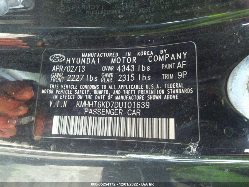 2013 HYUNDAI GENESIS COUPE 2.0T PREMIUM KMHHT6KD7DU101639