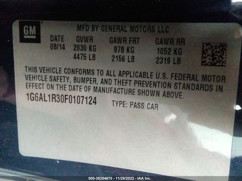 2015 CADILLAC ATS COUPE PREMIUM AWD 1G6AL1R30F0107124