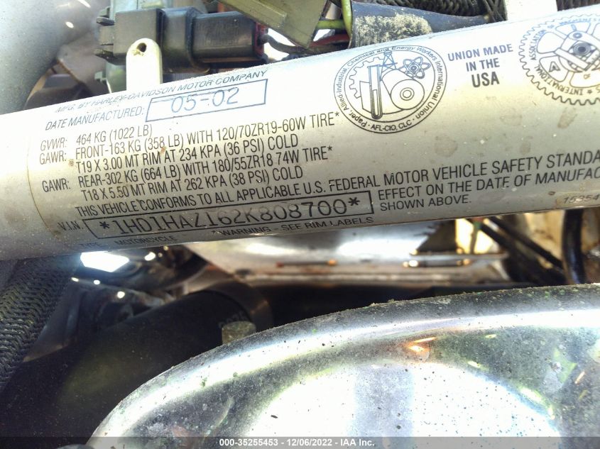 2002 HARLEY-DAVIDSON VRSCA 1HD1HAZ162K808700