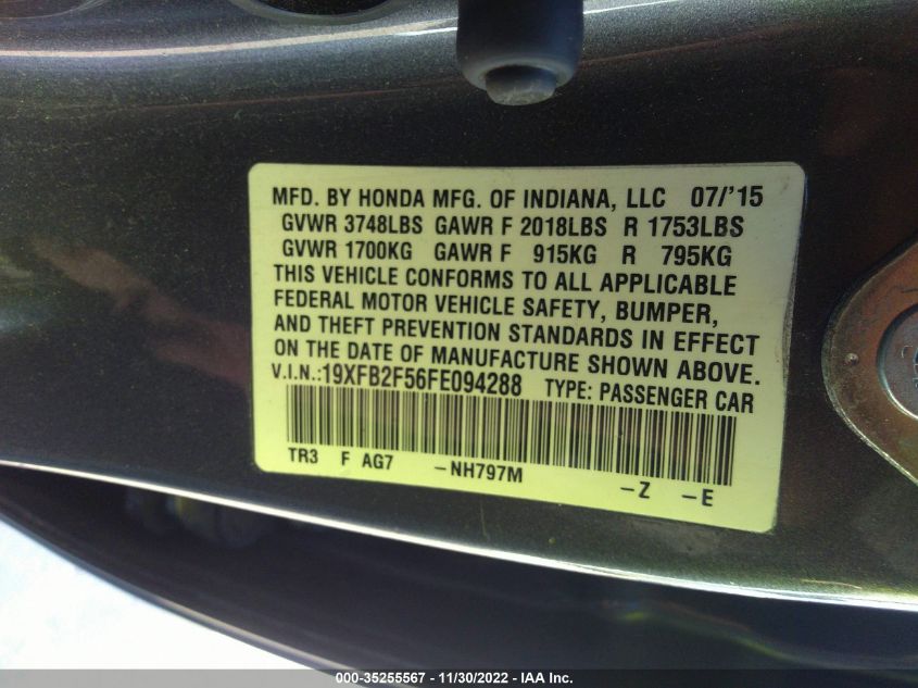 2015 HONDA CIVIC SEDAN LX 19XFB2F56FE094288