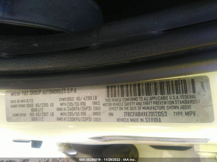 2014 FIAT 500L EASY ZFBCFABHXEZ012053