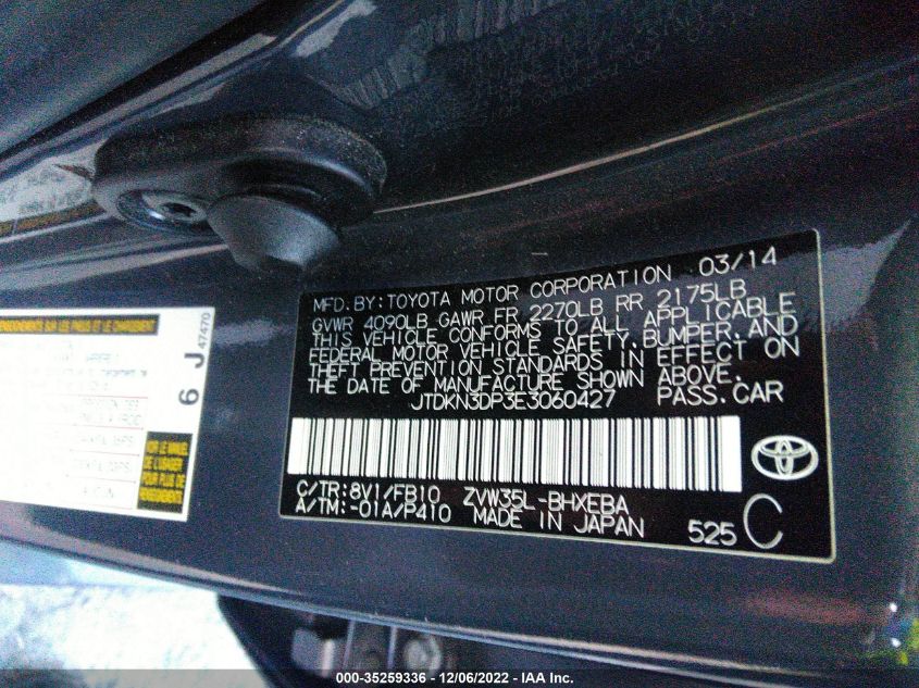 2014 TOYOTA PRIUS PLUG-IN JTDKN3DP3E3060427