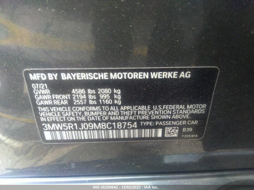 3MW5R1J09M8C18754 BMW 3 Series 330I 9