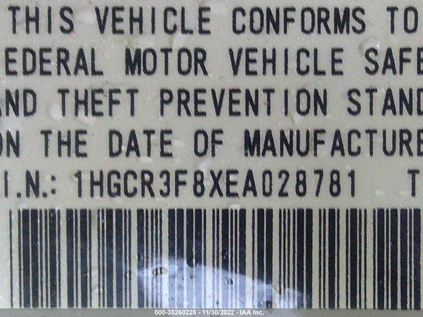 2014 HONDA ACCORD EX-L V-6 - 1HGCR3F8XEA028781