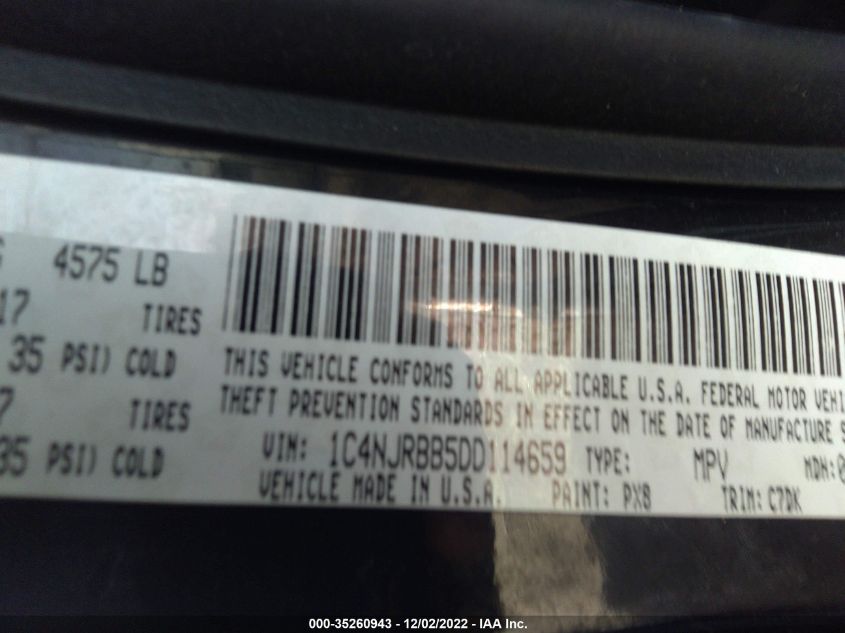 2013 JEEP PATRIOT SPORT - 1C4NJRBB5DD114659
