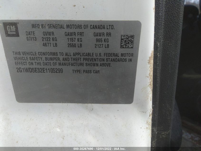 2014 CHEVROLET IMPALA LIMITED POLICE POLICE 2G1WD5E32E1105299