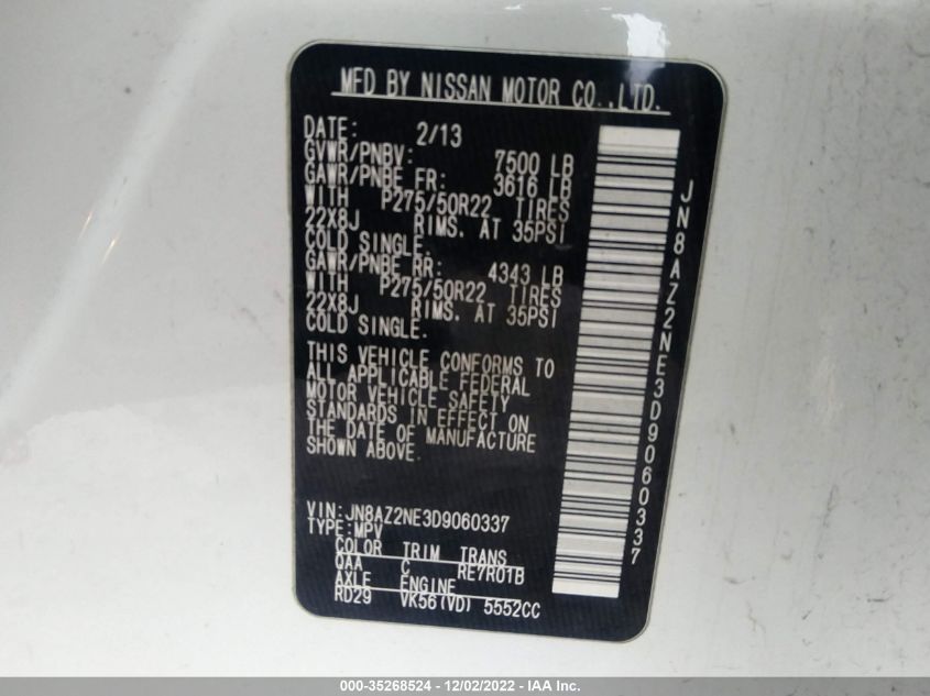 2013 INFINITI QX56 JN8AZ2NE3D9060337