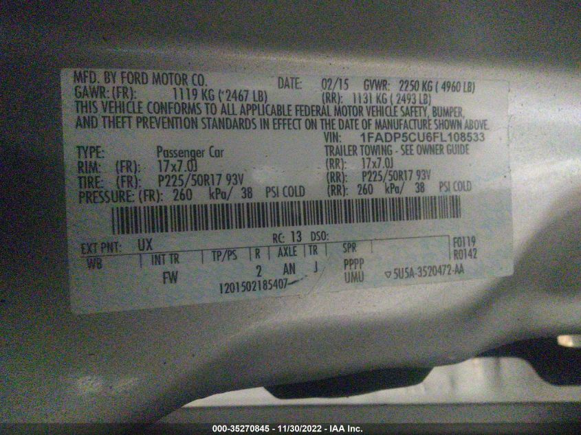 2015 FORD C-MAX ENERGI SEL 1FADP5CU6FL108533