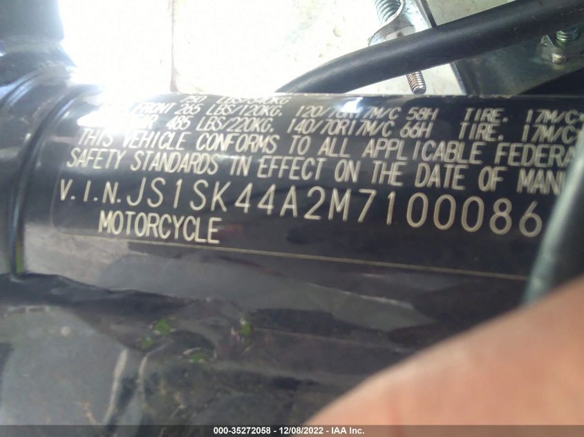 2021 SUZUKI DR-Z400 SM JS1SK44A2M7100086