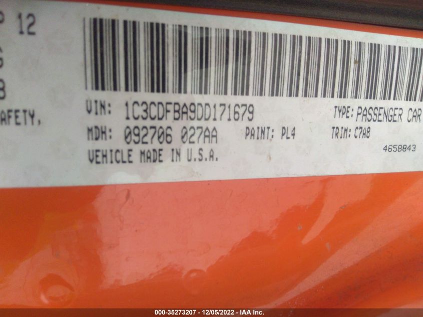 2013 DODGE DART RALLYE 1C3CDFBA9DD171679